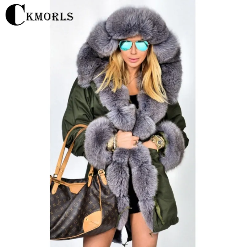 CKMORLS новая верхняя одежда зимние женские парки Armygreen длинная куртка с мехом