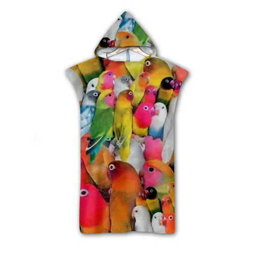 3D цифровая печать попугай с капюшоном полотенце носимое полотенце для взрослых Фламинго тропический путешествия пляжные полотенца из микрофибры стиль-6 - Цвет: Коричневый