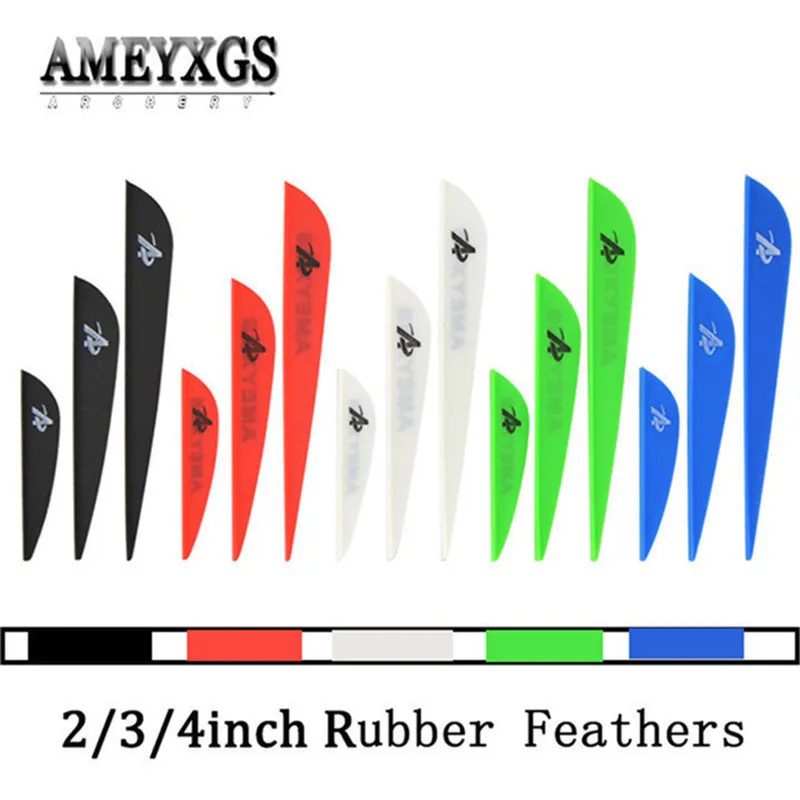 

100pcs 2/3/4inch Arrow Feathers Rubber Feather Drop-shape Fletches For Outdoor Bow And Arrow Hunting Shooting Accessories