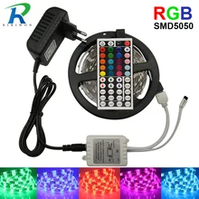 LED Strip Light SMD 5050 RGB Ribbon Diode Tape DC 12V 5M 10M Flexible Full Set DIY Controller and Adapter