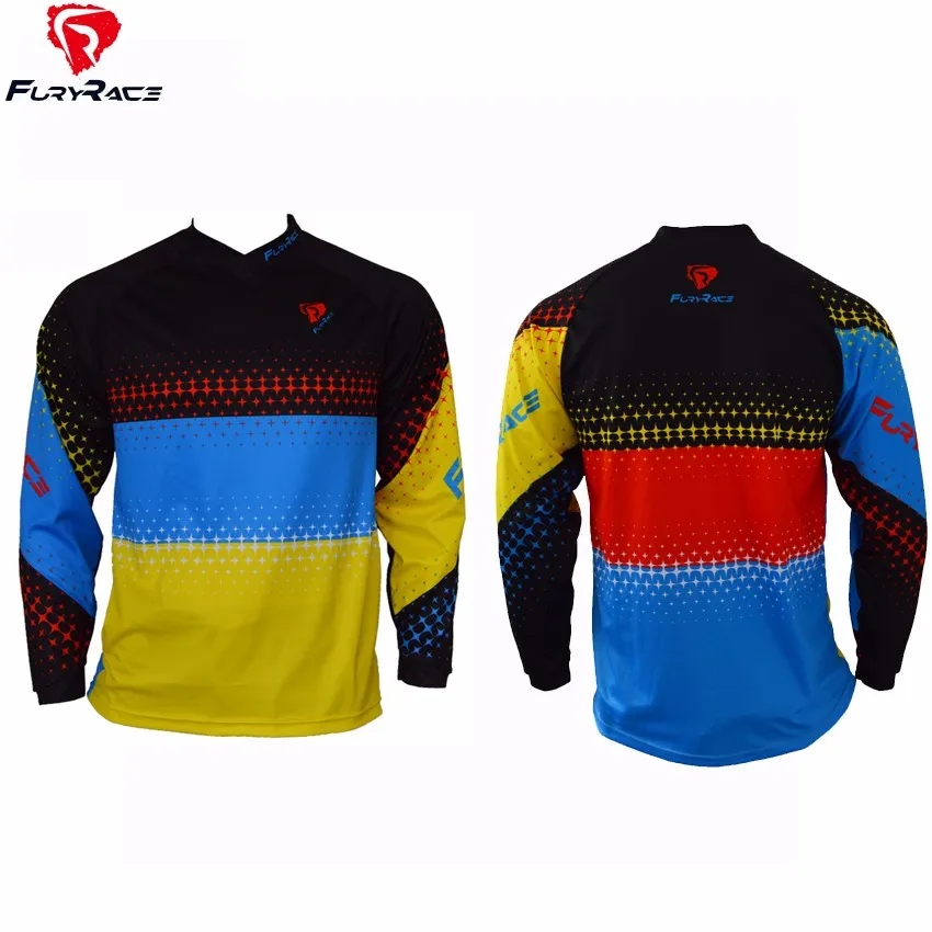 Фурия Race Для мужчин MTB DOWNHILL jersey100% полиэстер Мотокросс футболка мотоциклетные Велоспорт Велосипедный Спорт Майки велосипед Roupa Костюмы