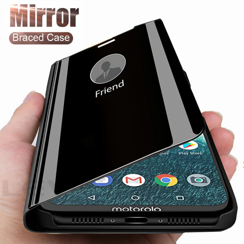 

Mirror Flip Phone Case For Motorola MOTO P30 Note XT1942-1Case Magnetic Clear View Mirror Stand Phone Cover For MOTO G6 Play P30