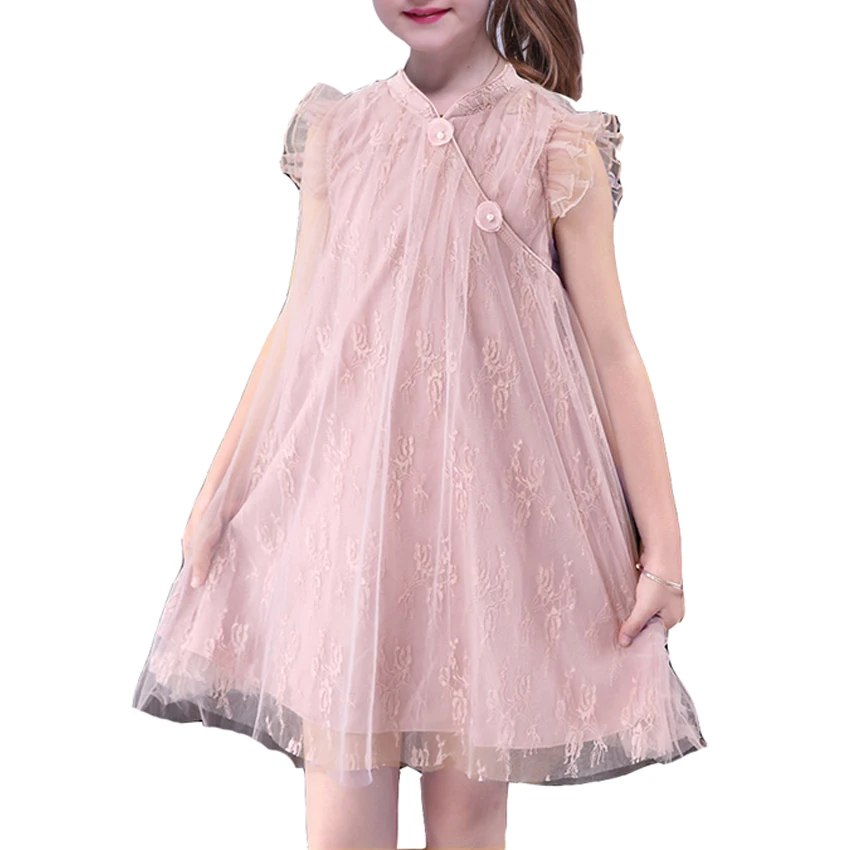 Платья для маленьких девочек, детская одежда симпатичный чонсам, шифоновое платье вечерние платья принцессы с кружевами для малышей Летняя одежда 8, 10, 12 лет