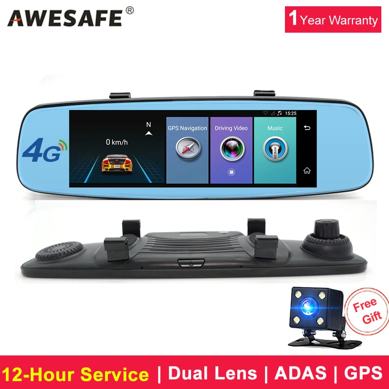 AWESAFE 7 84 &quot4 г автомобильные видеорегистраторы Камера Remote Monitor Зеркало ADAS DVR s с gps и