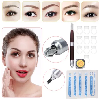 

4Types 3D Eyebrow Microblading Tattoo Blade Pins Needle Pen Pigment Rings Tattoo Makeup Practice Kit Accessories Tattoo Supplies