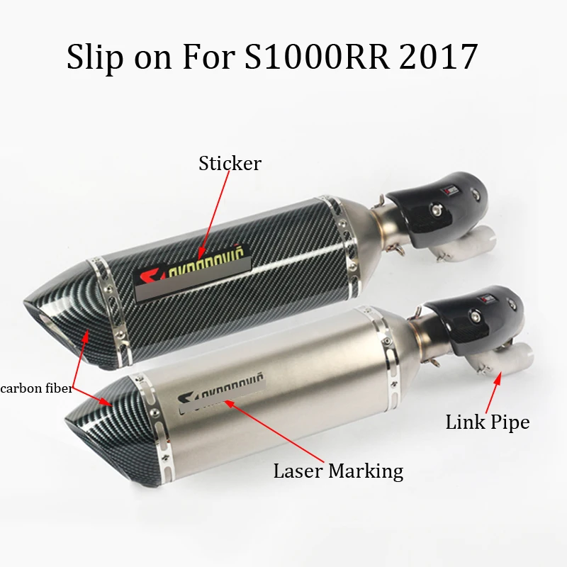 

Carbon Fiber/stainless Steel Exhaust Motorcycle with Laser Marking Sticker Link Pipe Slip on For BMW S1000RR 2017