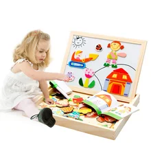 Multifunctional Educational Toys For Children Wooden Magnetic Puzzle Kids Jigsaw font b Baby b font Drawing
