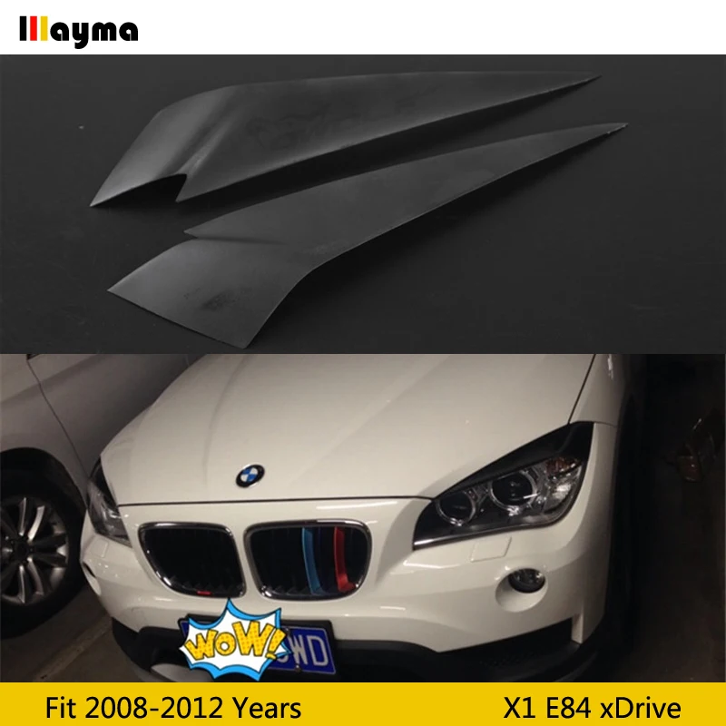 

Fiber glass Car Headlight Eyebrow Cover Trim Sticker Head Lamp Eyelid for BMW X1 28i 35i xDrive 2008-2012 E84 FRP matte black