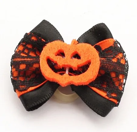 

Handmade Smiley Pumpkin Decorating Halloween Dog Bow Festival Bows For Dogs Pet Accessories
