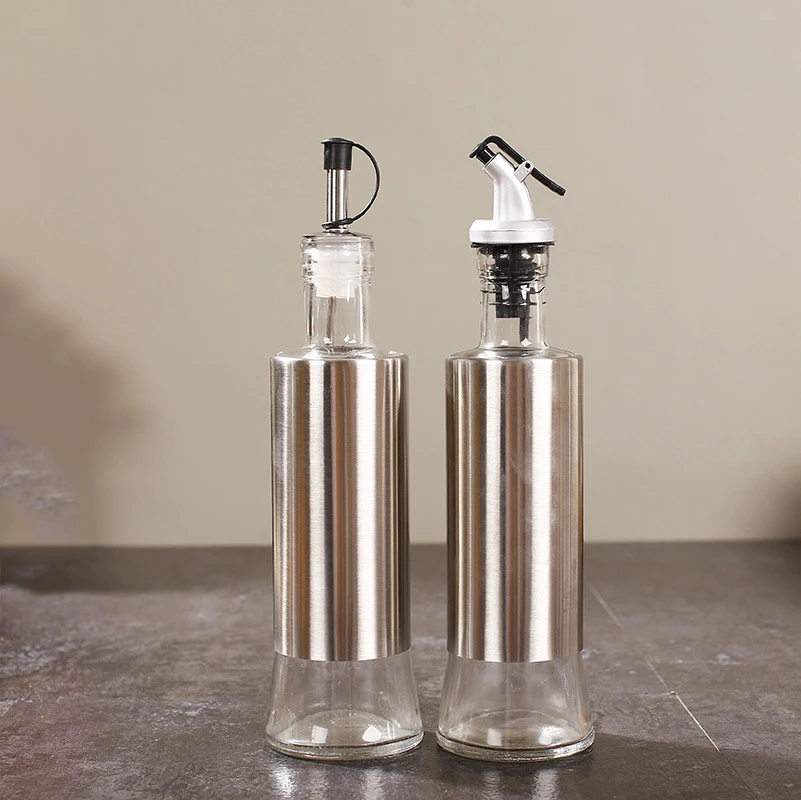 Kitchen Glass Oil Bottle Stainless Steel Leak-proof Soy Sauce Vinegar Cruet Storage Dispenser Jar Or Storage for Cooking Tools 3