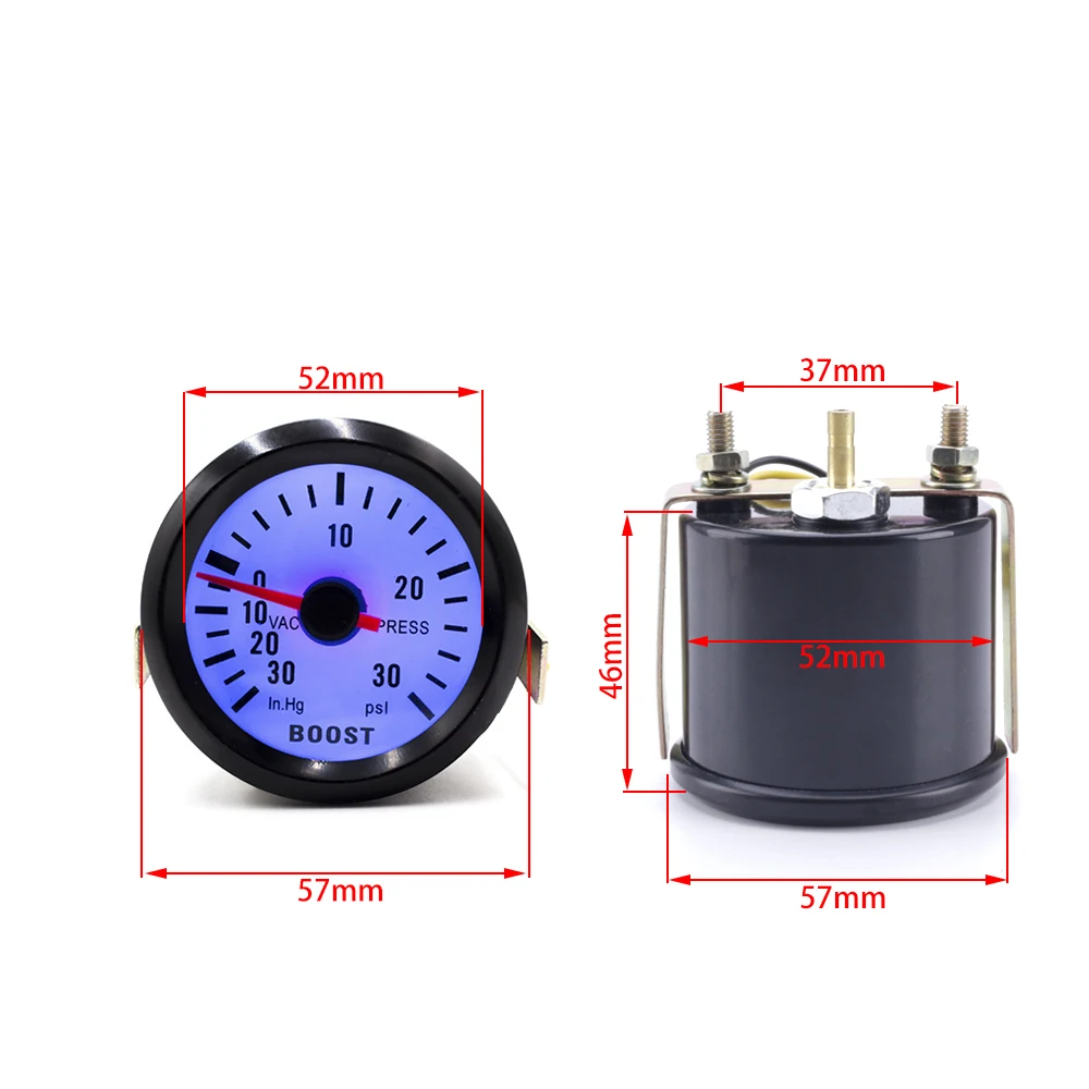 YOMI " 52 мм 12 В механический автомобильный турбо Boost Gauge-30~ 30PSI Черный Турбо Boost метр Синий СВЕТОДИОДНЫЙ Автомобильный манометр