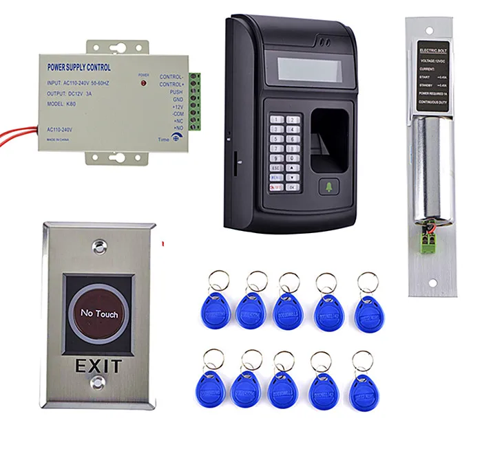 Image 10 Key CARD + 3000 Users LCD Fingerprint 125KHz RFID ID Card Reader Door Lock Fingerprint Access Control System+Door Lock