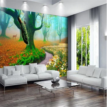 

beibehang Large - scale custom wallpaper Beautiful landscape Wonderland Peacock TV backdrop papel de parede para quarto casal 3d