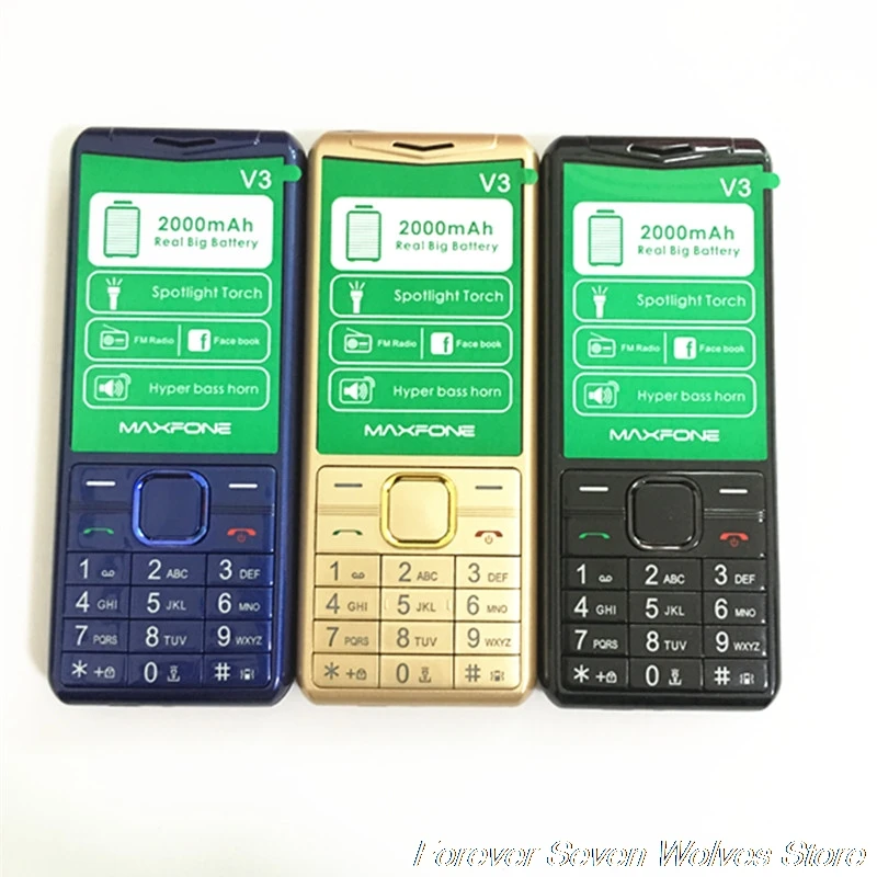 GSM 2G телефон V3 с двумя sim картами для пожилых людей 2000 мАч аккумулятор Поддержка