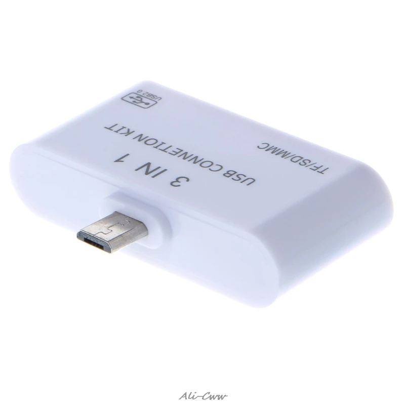 

3 In 1 OTG Micro USB 2.0 SD/TF/MMC Card Reader USB Charging Adapter For Samsung