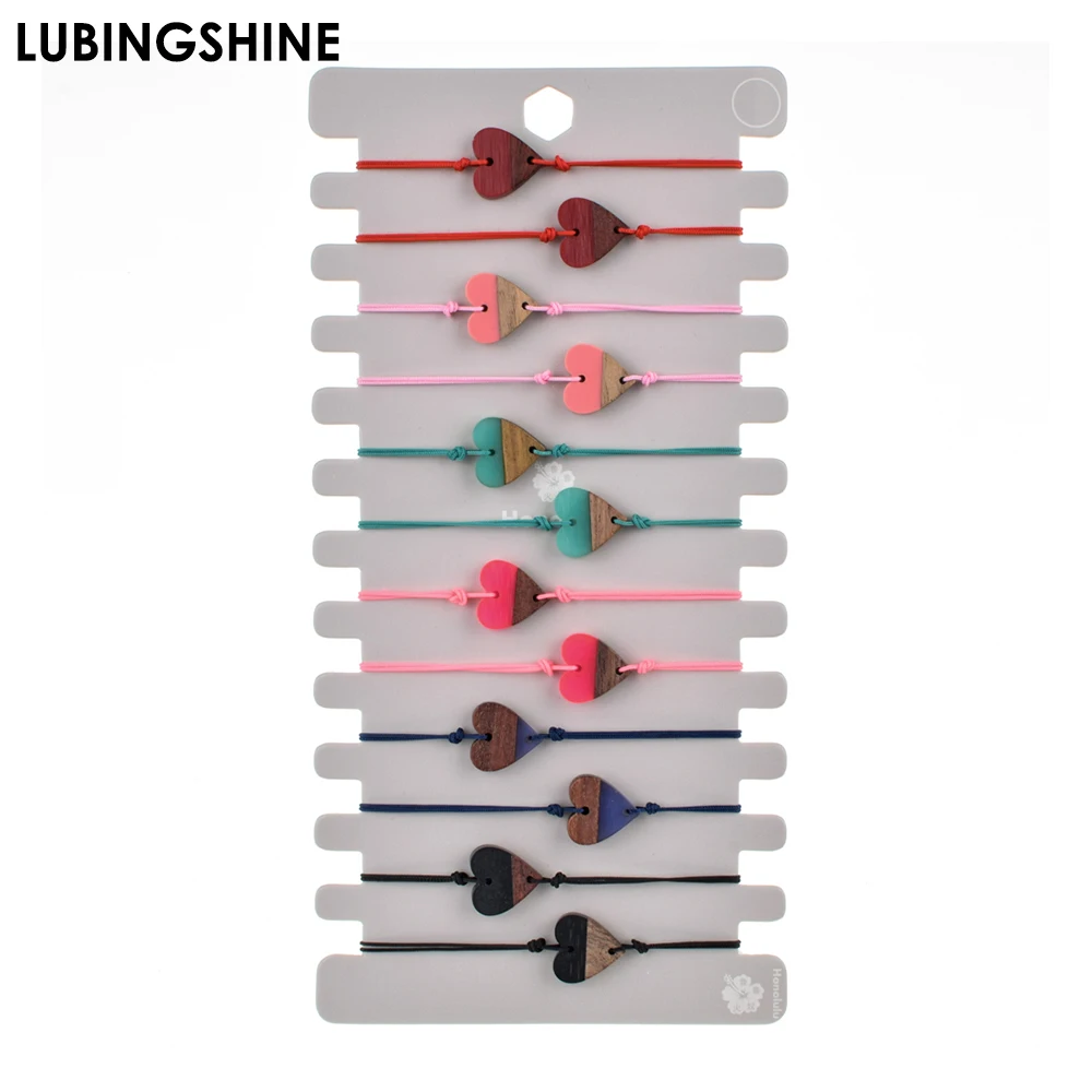 

12pcs/Set Handmade Braid Rope Chain Bracelet Set Wooden Heart Infinity Love Charms Bracelets for Women Adjustable Jewelry