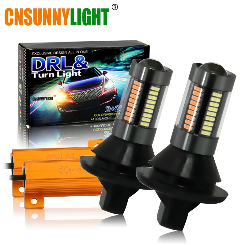 CNSUNNY автомобильный светильник Canbus DRL 1156 ba15s bau15s 7440 T20 P21w 42SMD Светодиодный дневной ходовой светильник, передний поворотный сигнал, лампа без ошибок