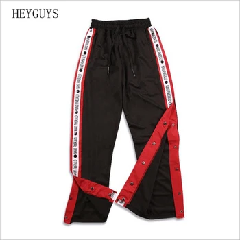 

2020 Autumn brand and Hip hop Men's pants ribbon ribbon sports pants Men's side forkThe side open leisure retro pants couples