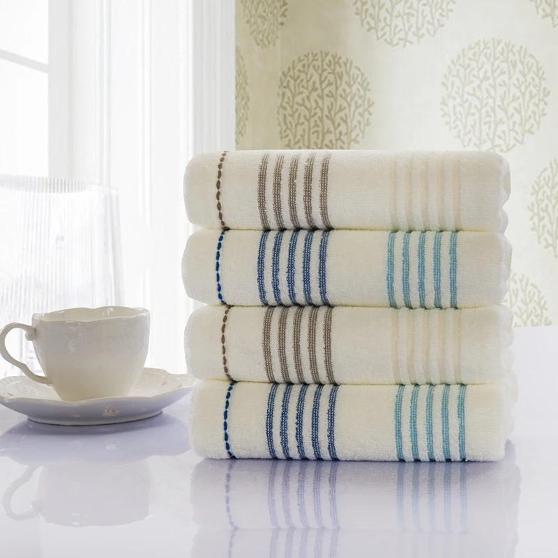 J pinno Cotton Face Hand Towel Soft Comfortable blue grey five lines Bathroom 3pcs together in