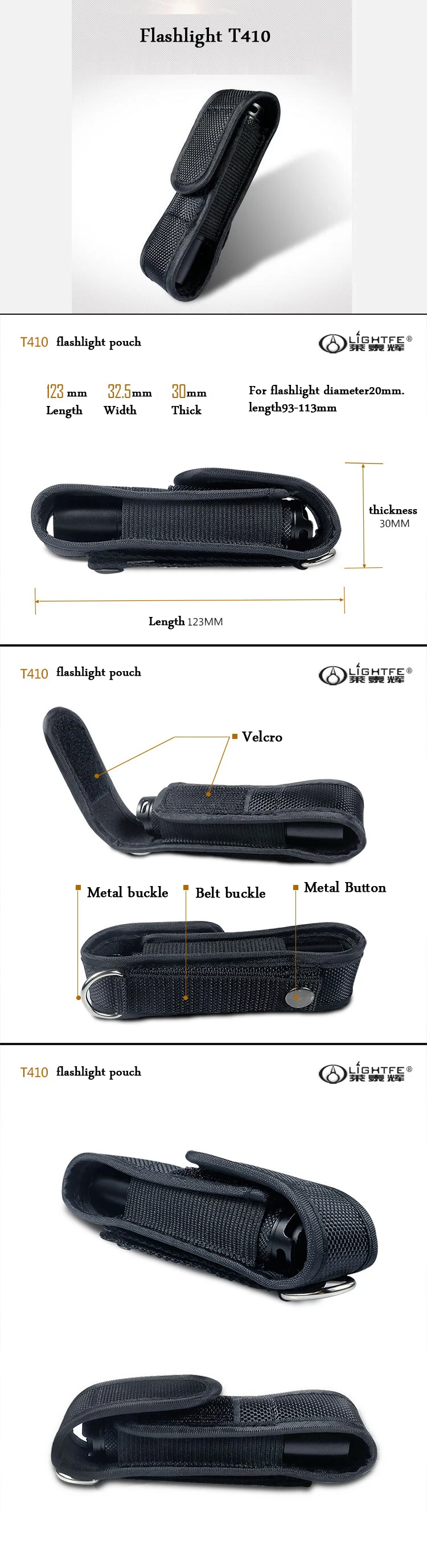 Bolsa para Lanterna Tamanho do Caso Cada Lanterna Nylon Holster Suporte Adesivo Cinto Caso Led Torch 14 Ferram. atividade ar livre