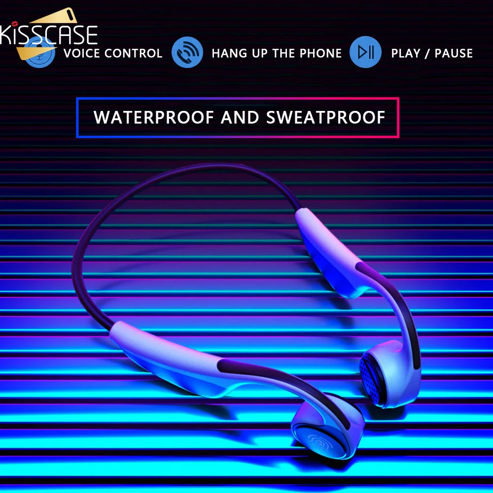 KISSCASE Wireless Bluetooth Headphone Running Earphone Earbuds Bass Headset Neckband Bone Conduction For Universal Smart Devices