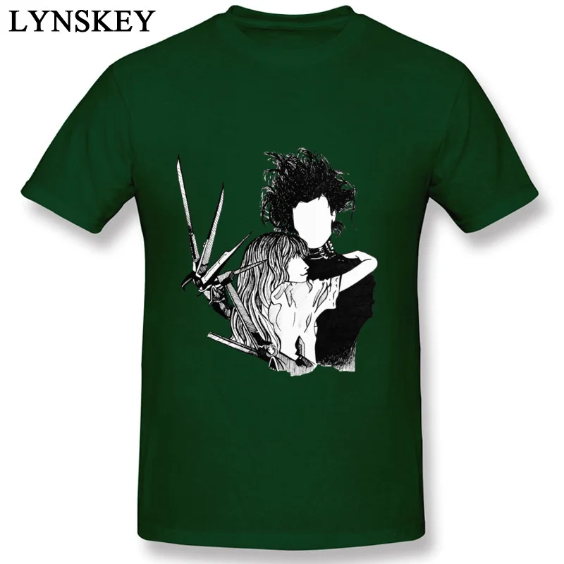 Printed Tops Shirts 2017 O-Neck Short Sleeve edward scissorhands Cotton Student T Shirts Cool Summer Clothing Shirt dark green