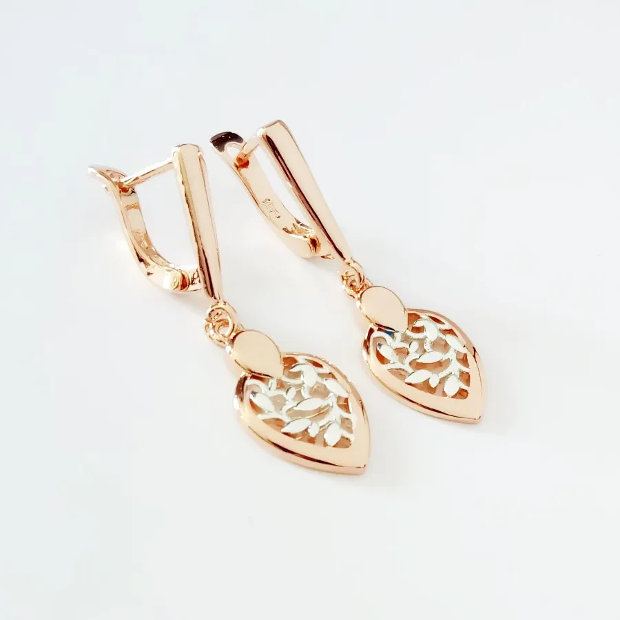 

2019 Long Earring 585 Gold Color Earring Heart Shape Design Women Drop Earring Gold Silver Color Jewelry