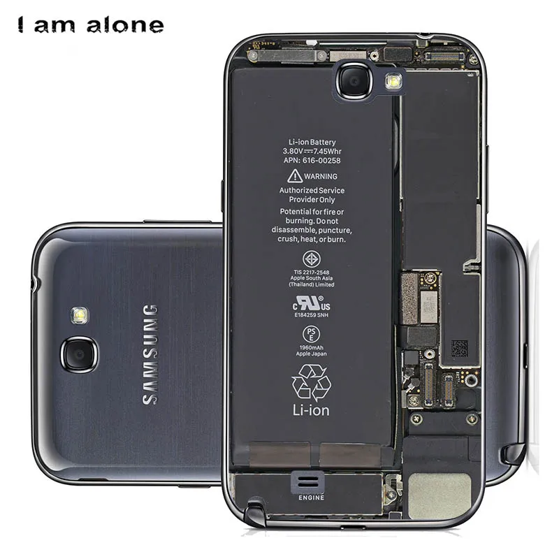 Чехлы для телефонов I am alone для samsung Galaxy Note 2 II N7100, 5,5 дюймов, жесткий пластиковый пакет, Модный Цветной Чехол для мобильного телефона