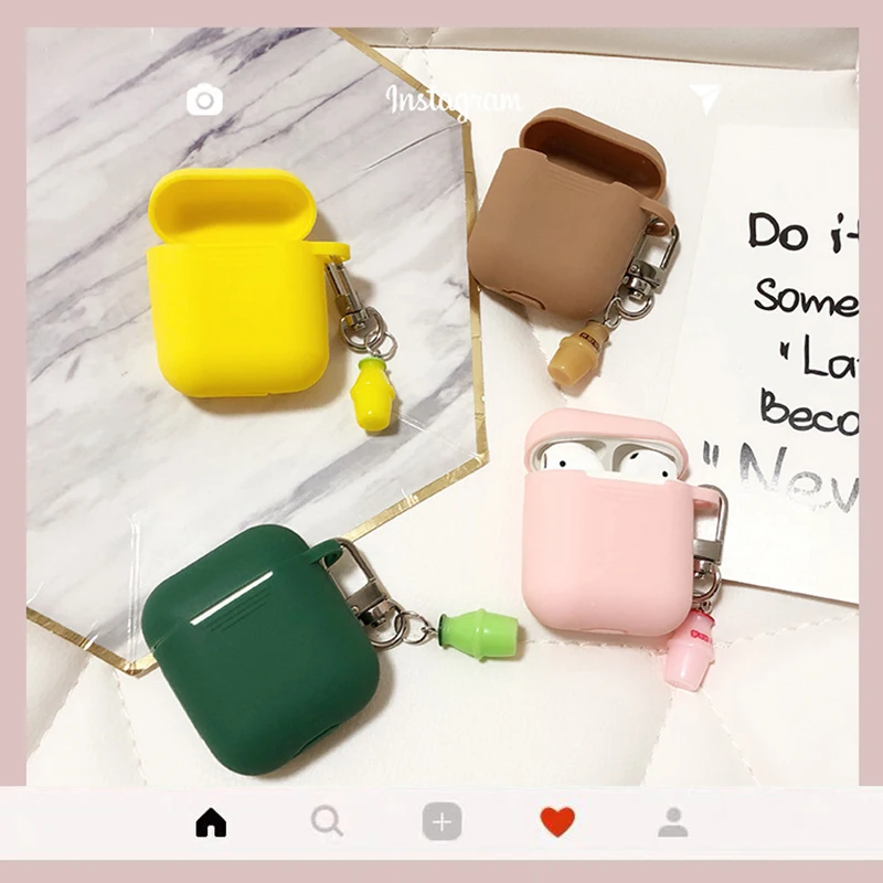 Милый молочный чай бутылка чехол для APPLE AirPods защитный силиконовый мягкий корпус