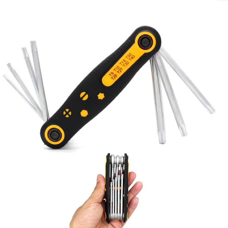 

8 in 1 Mini multi bit screwdriver set Folding Torx Star Key Bit Screwdriver Wrench Set T9 T20 Hand Tool Kits