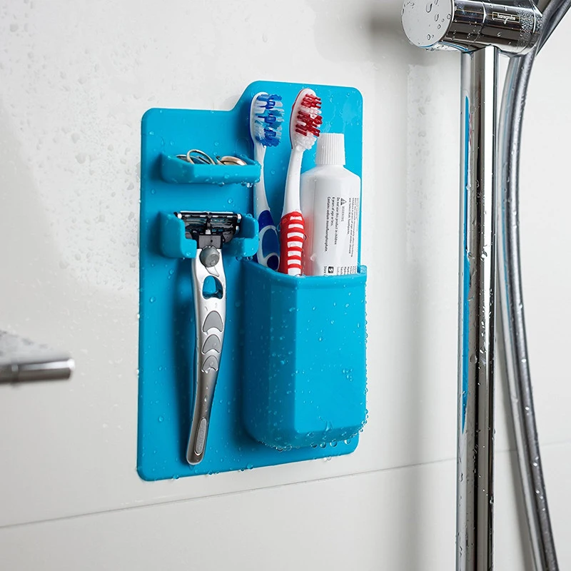 

Silicone Toothbrush Toothpaste Storage Box Razor Shaver Holder Shaver Bracket Makeup Mirror Toothbrush Holder Bathroom Shower