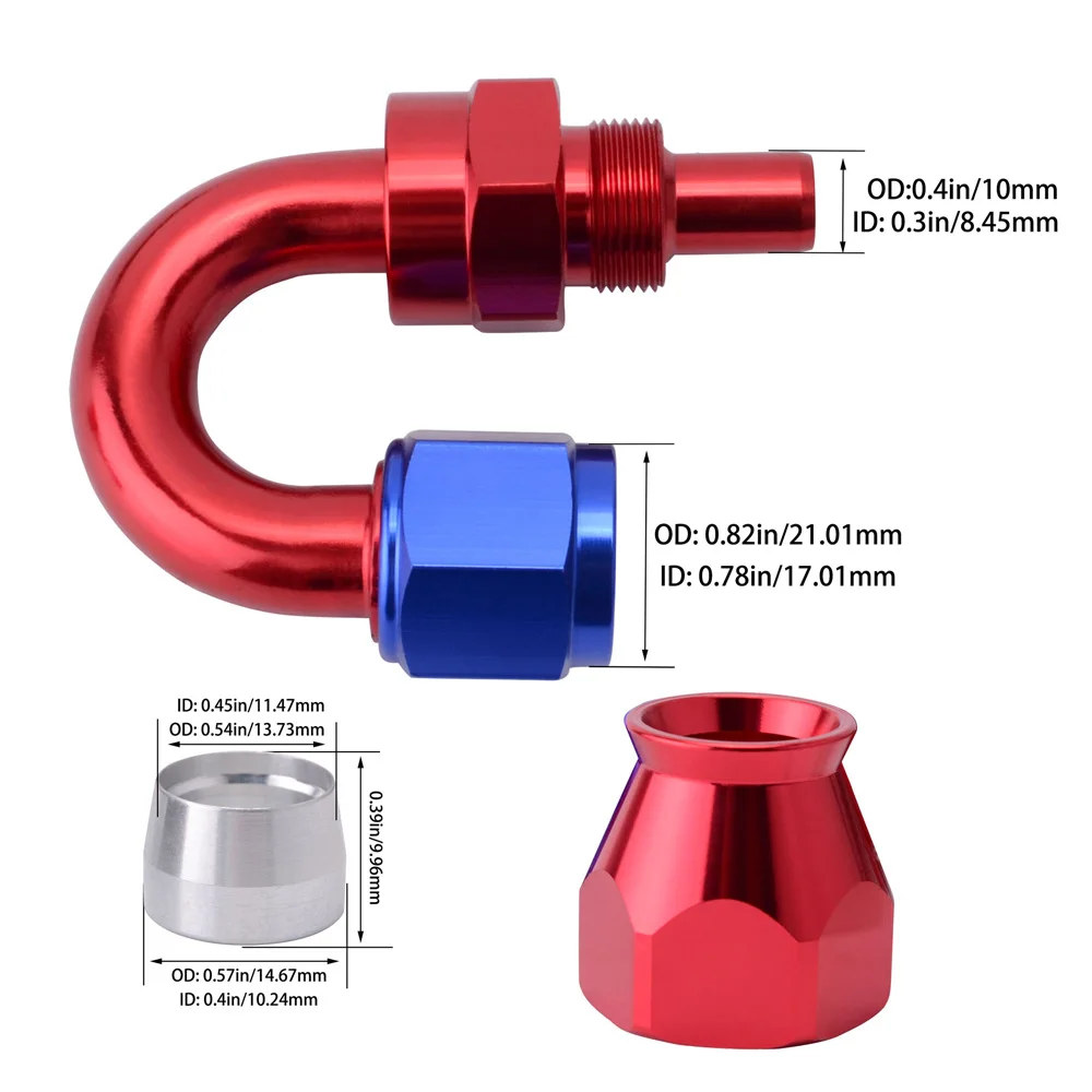 ESPEEDER AN8 Универсальный PTFE шланг Конец 0/45/90/180 градусов адаптер Алюминий фитинг для pfte Топливопровод красно-синий