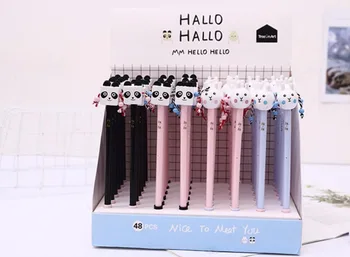 

new lovely animal design gel pen cute cartoon stationery prize kawaii office writing student pen needle pen black ink 0.5mm 48pc