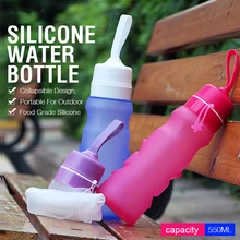 BottleMy Sprin Proteína Coctelera Botella de Botella de Los Deportes de Silicona de Silicona Plegable Bicicleta Plegable Botellas de Agua de la Escuela de la Aptitud