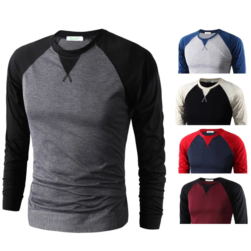 Fashion Casual Men Raglan Sleeve O Neck Slim Fit Knitted