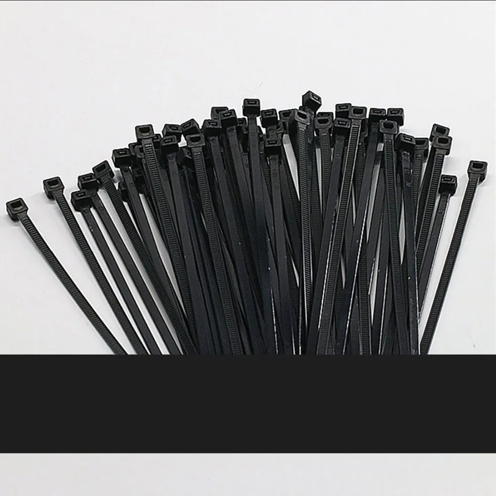 50pcs 검은 나일론 자동 잠금 케이블 타이 부식 방지 플라스틱 와이어 스트랩 4.8*1/400/7*6/400/4*300/4*500mm