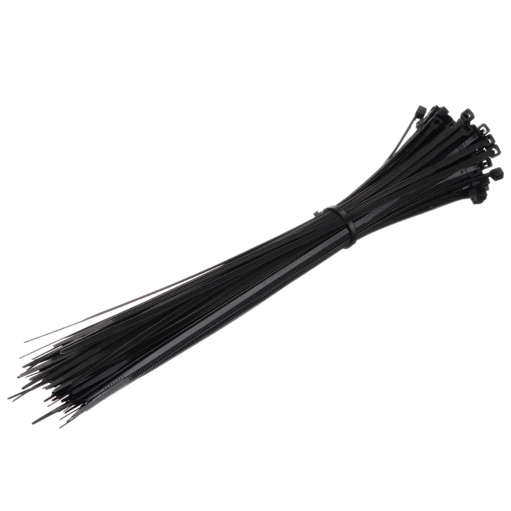 100 шт. черные самофиксирующиеся кабельные стяжки, высокое качество, нейлон, застежка-молния, проволока, ремешок 3x200 мм