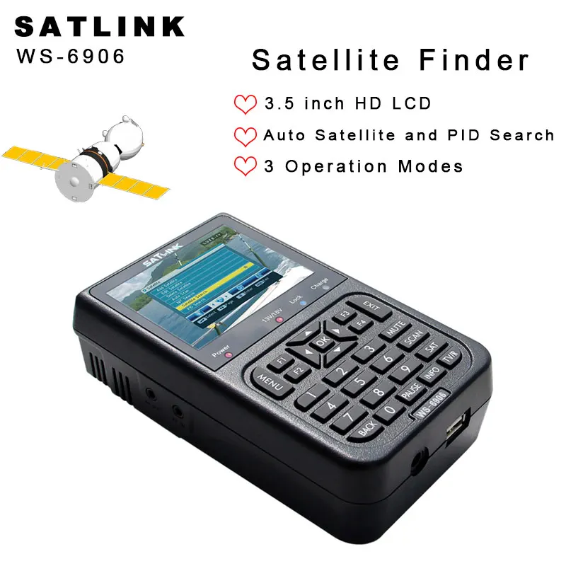

SATLINK WS-6906 3.5 inch LCD DVB-S FTA Digital Satellite Signal WS 6906 satellite Finder WS6906
