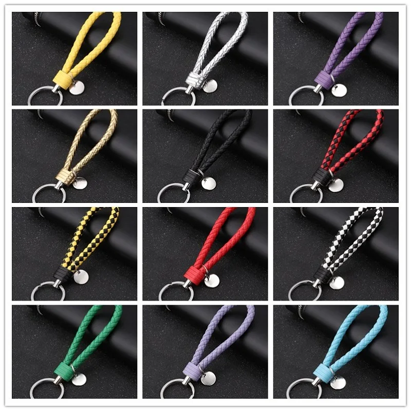 

2019 High-Grade Hand Woven Leather Car Key Chain 360 Degree Key Chain Holder Jewelry Key Rings Holder Genuine Bag Pendant New