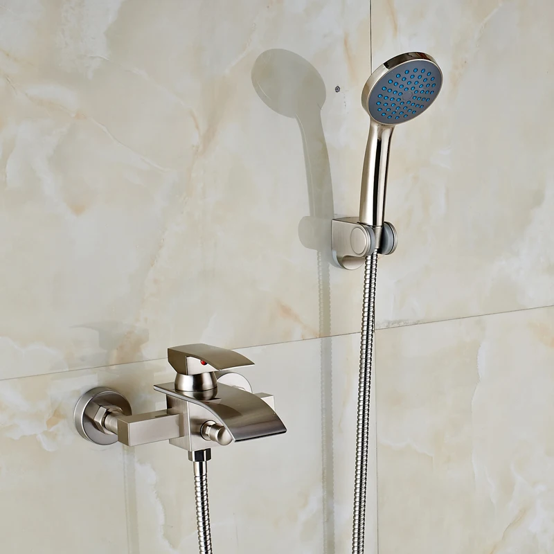 Смеситель для душа с водопадом никелевый матовый одной ручкой|bathroom shower faucet|shower