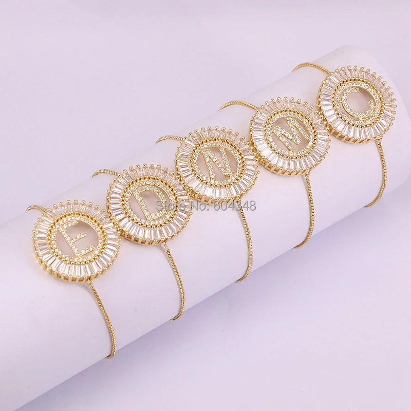 5 шт. ZYZ182-8537 модные золотые Цвет письмо браслет Шарм Письмо Медь CZ цирконий Браслеты Модные украшения