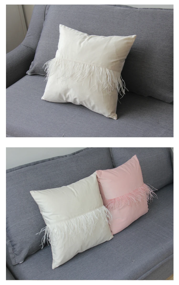 45x45cm green/beige/pink/brown/grey velvet cushion cover plush fur fringe pillow case decorative lumbar pillow covers soft decor