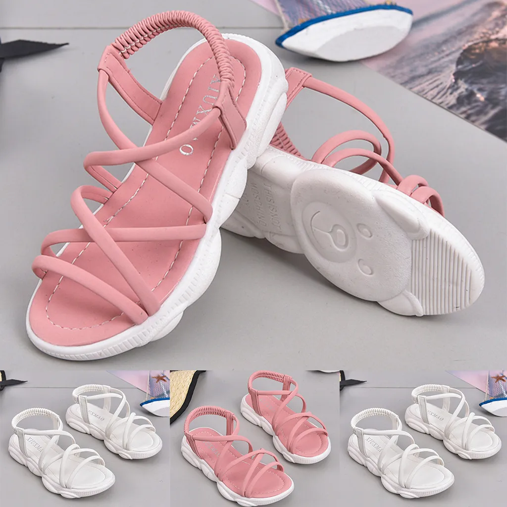 

MUQGEW Toddler Infant Kids Baby Girls Casual Elastic band Princess Shoes Flat Heels Cute Sandals girls sandals in kids sandalen