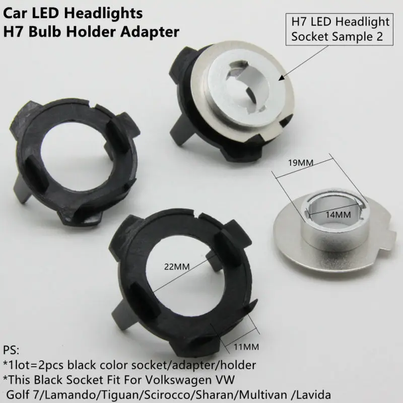 Ossen 2pcs LED Car Headlight H7 Bulb Holder Adapter For Volkswagen VW Golf 7 Lamando Tiguan Scirocco Sharan Multivan Lavida 6