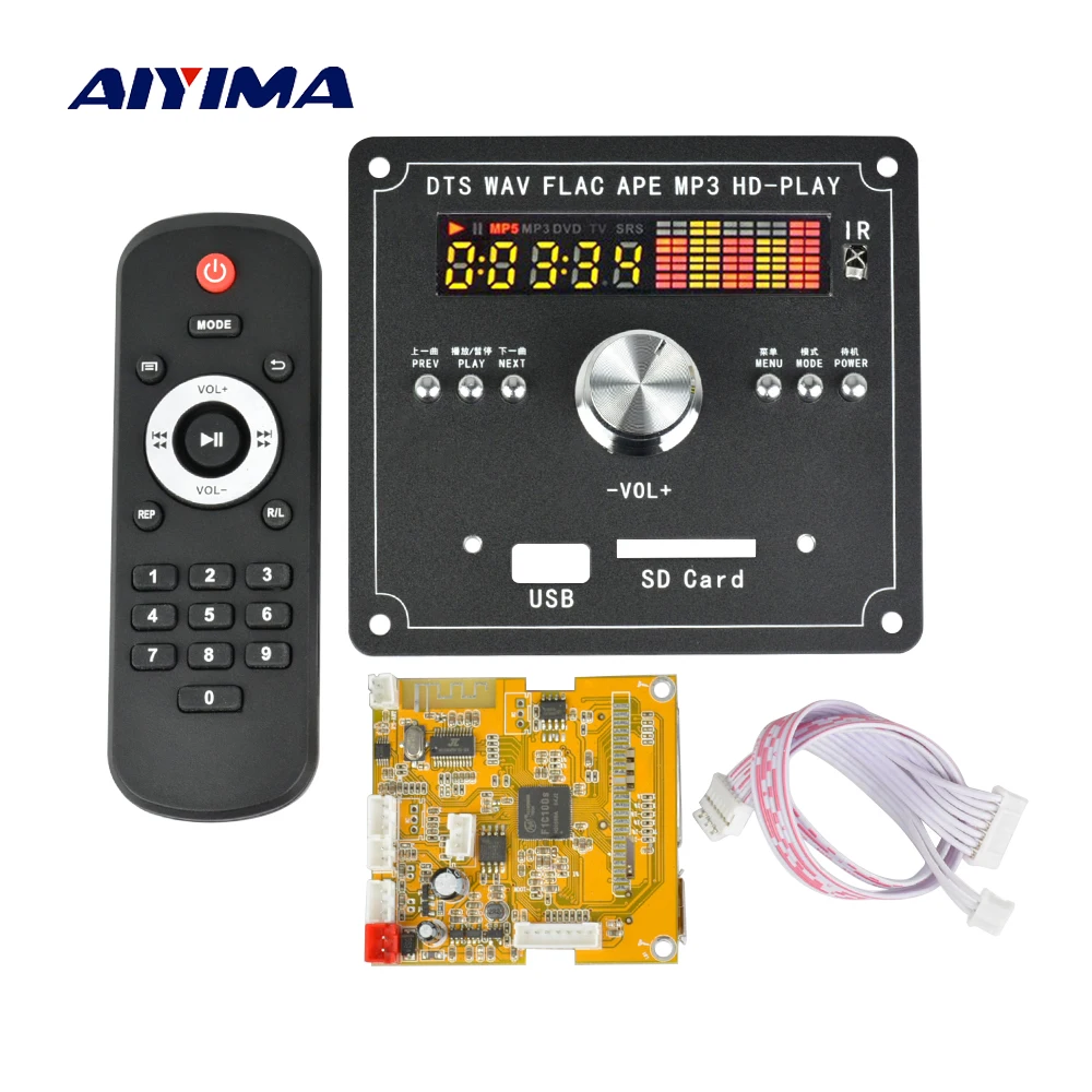 

Aiyima 5V DTS Lossless Decoding Bluetooth Receiver Board MP4/MP5 MP3 Decoder Board HD Video Decoding APE/WAV/MP3