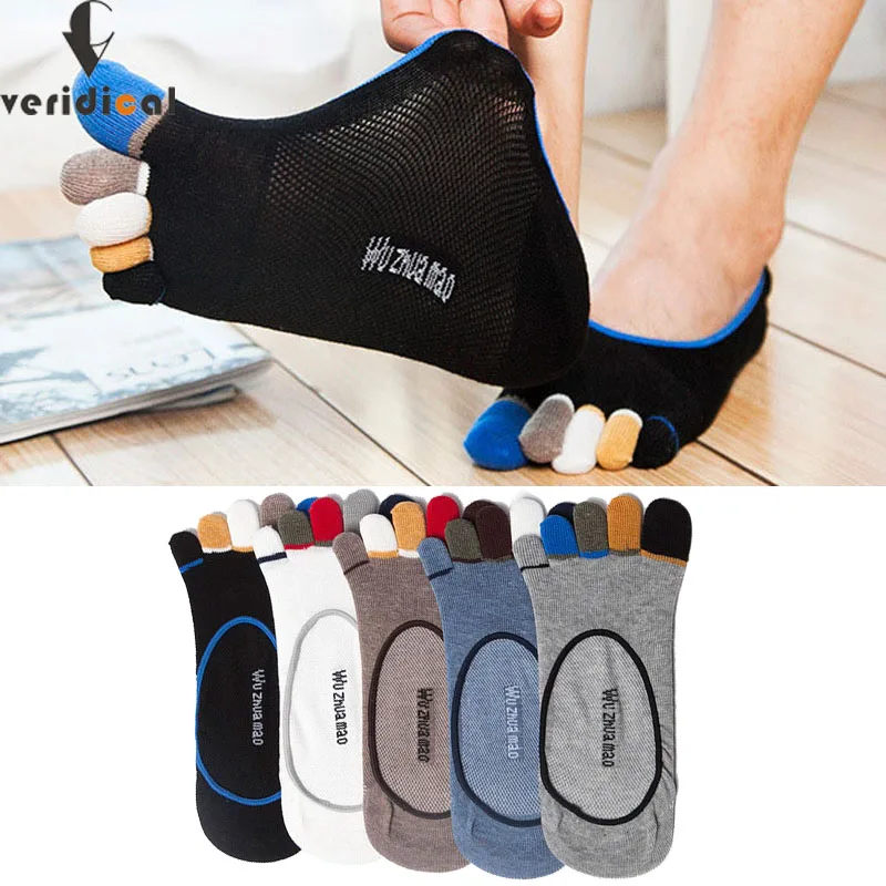 

VERIDICAL summer mans socks with toes 5 pairs/lot cotton 5 fingers invisible sock meias masculino mesh breathable Sock Slippers