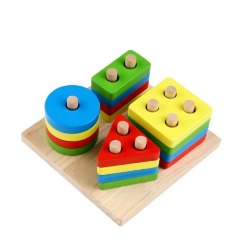 GEEK KING shape matching Building Blocks Kids Educational Montessori Geometric Assembly Matching Cognitive WoodenToys | Игрушки и хобби