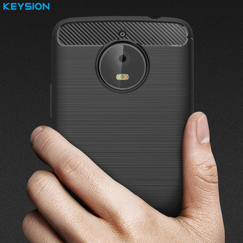 

KEYSION Case for Motorola MOTO E4 Plus 5.5 inch Carbon Fibre Brushed soft TPU Silicone Shockproof Phone Cover for MOTO E4Plus