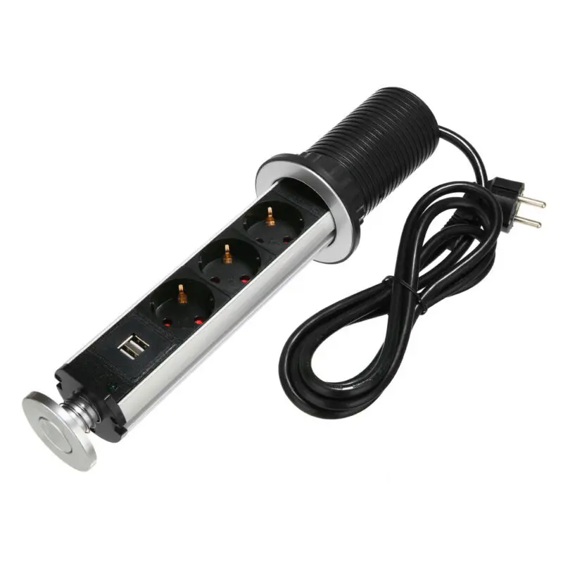 

USB Port Socket 110-250V EU Plug Electrical Extension Cord Outlet Connection Portable Accessories Aluminum alloy