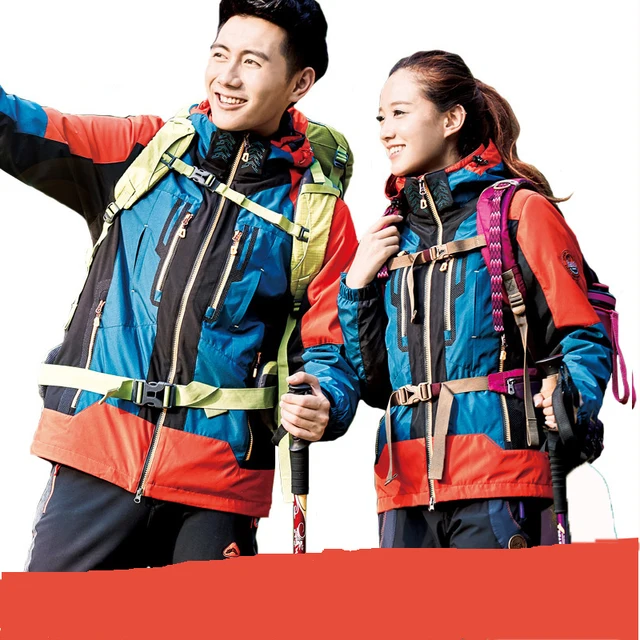 Cheap Male and female couple hiking camping mountaineering assault clothes Slim jacket coat waterproof outdoor hunting fishing